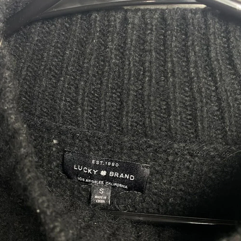 Lucky Brand Black Mock Neck Wool Blend Sweater